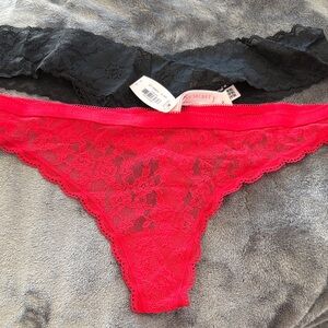 Victoria’s Secret Lace Thong Set - Black and Red